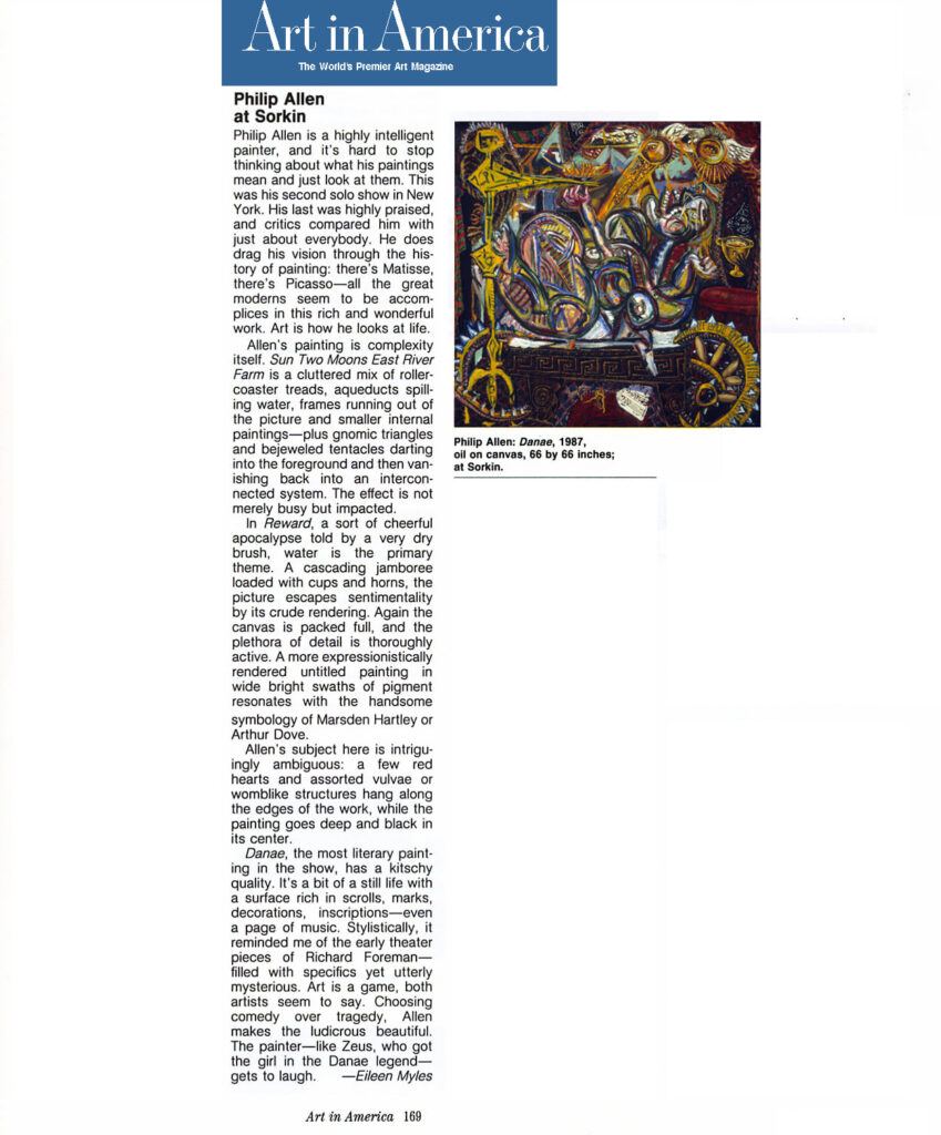 Eileen Myles, Philip Allen At Sorkin, Art In America, May 1980